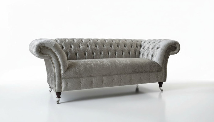 Canapé design Chesterfield 2 places en tissu gris Canapés neufs