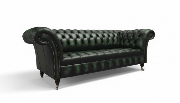 Canapé Chesterfield Upholstery canapé 3 places Chesterfield Cuir Vert neuf