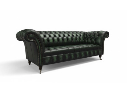 Canapé Chesterfield Upholstery canapé 3 places Chesterfield Cuir Vert neuf