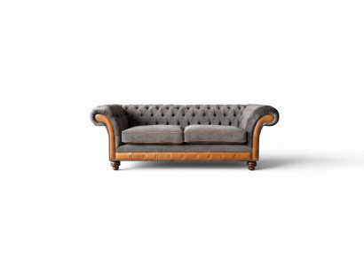 Canapé Chesterfield 3 places Design Canapé Tissu d'ameublement Gris