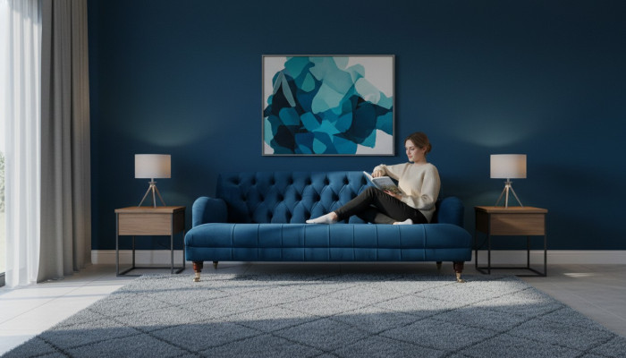 Design Chesterfield de luxe Canapé en tissu textile - neuf