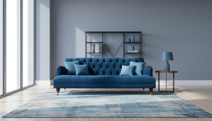 Design Chesterfield de luxe Canapé en tissu textile - neuf