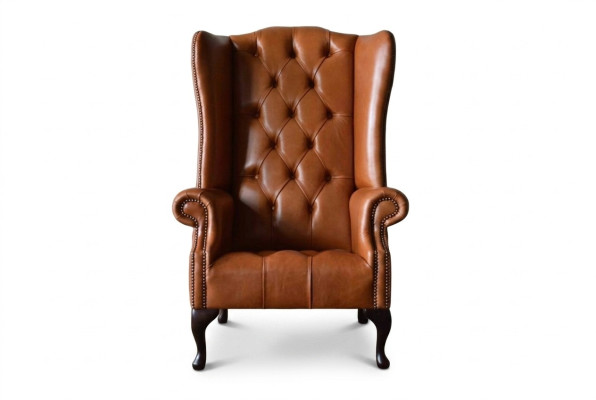 Fauteuil fauteuil à oreilles Chesterfield de luxe pour salle de séjour Marron nouveau