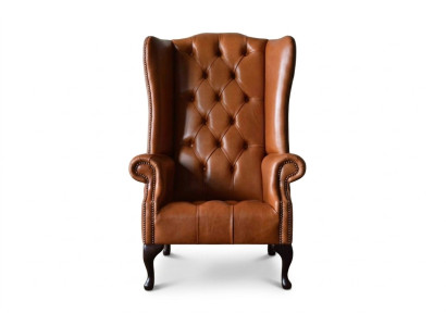 Fauteuil fauteuil à oreilles Chesterfield de luxe pour salle de séjour Marron nouveau