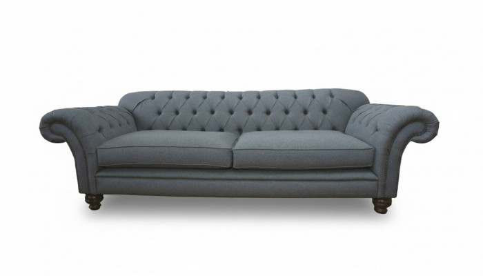 Canapé de luxe en textile Chesterfield Canapé Canapés Rembourrage 3 places Gris Design