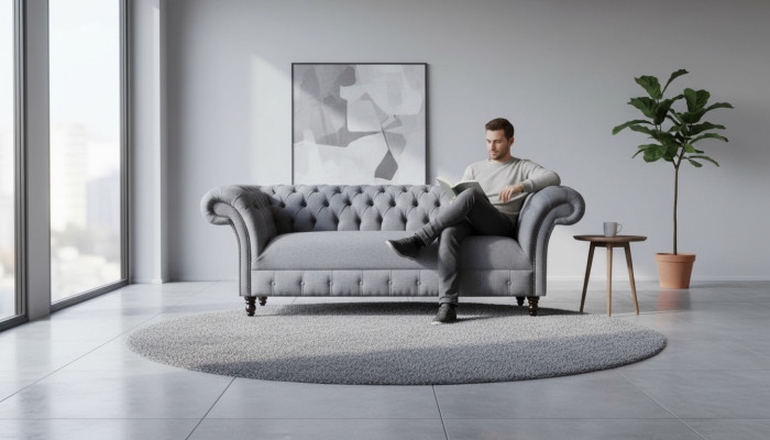 Canapé 3 places Chesterfield Tissu de luxe pour canapés et sofas