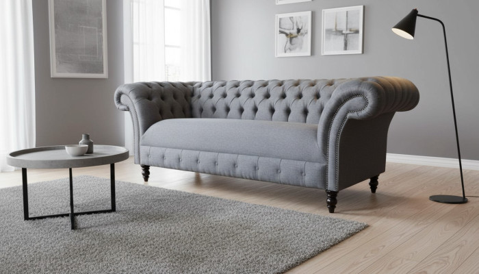 Canapé 3 places Chesterfield Tissu de luxe pour canapés et sofas