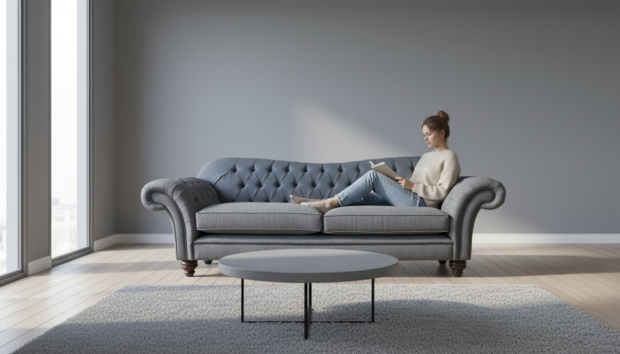 Canapé moderne 3 places en tissu de luxe Gris nouveau Revêtement de canapé