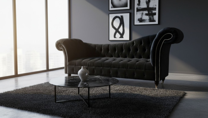 Canapé Luxe Textile Chesterfield Canapé Rembourrage 3 Places Ensemble Velours Bleu