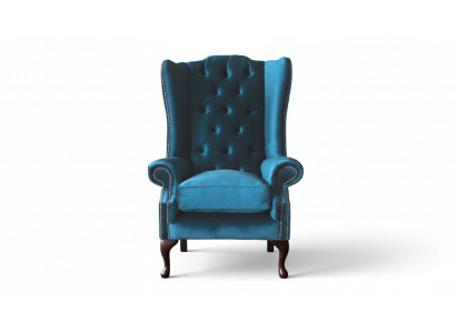 Grande fauteuil à accoudoirs gris de design Chesterfield en textile pour salon