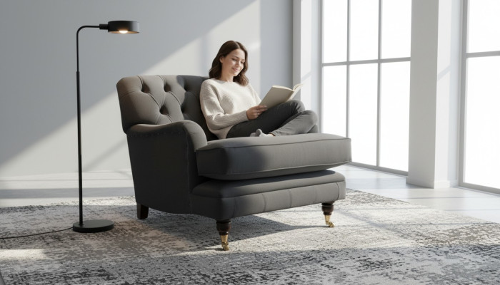 Fauteuil Chesterfield Canapé rembourré 1 place Canapés Design Tissu neuf