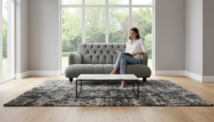 Canapé gris trois places de luxe 2 places design Chesterfield Mobilier Canapés