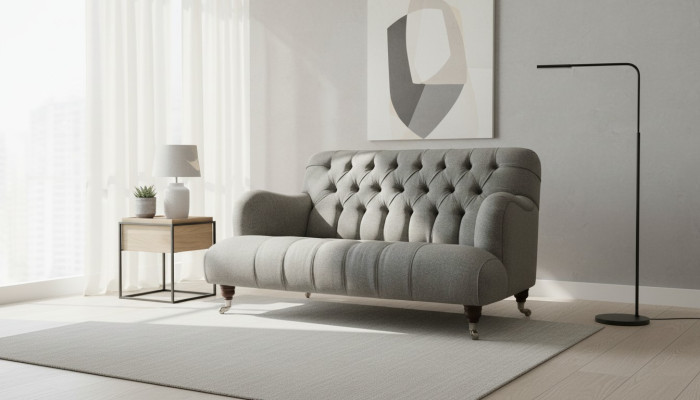 Canapé gris trois places de luxe 2 places design Chesterfield Mobilier Canapés