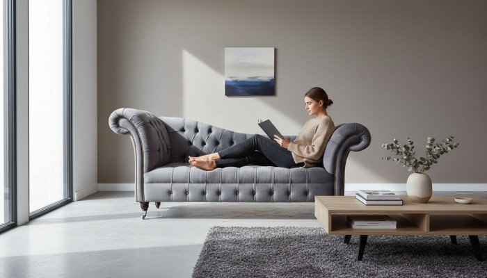 Chesterfield Canapé 3 places Canapé Design Tissu de siège Rembourrage Canapé de luxe