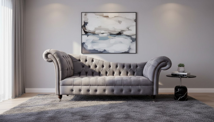 Chesterfield Canapé 3 places Canapé Design Tissu de siège Rembourrage Canapé de luxe