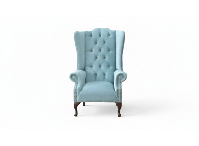 Fauteuil à ailes BabyBlue Fauteuil Design Rembourrage Canapé Chesterfield Textile neuf
