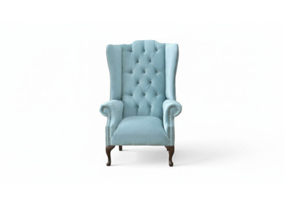 Fauteuil à ailes BabyBlue Fauteuil Design Rembourrage Canapé Chesterfield Textile neuf