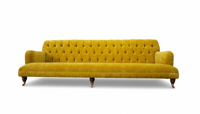Conception Chesterfield Chesterfield Textile Jaune 5 places Canapé Rembourrage neuf
