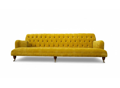 Conception Chesterfield Chesterfield Textile Jaune 5 places Canapé Rembourrage neuf