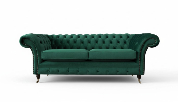 Chesterfield 3 Places Canapé Tissu Style Moderne Nouveau