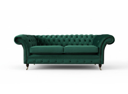 Chesterfield 3 Places Canapé Tissu Style Moderne Nouveau