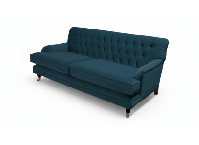 Chesterfield Design Canapé Trois Places en Tissu Bleu Luxueux