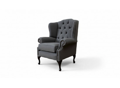 Gris Fauteuil à Ailes Fauteuil de Design Revêtement Canapé Chesterfield Textile neuf