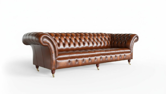 Canapé 4 places Chesterfield Design Luxury Canapé Revêtement neuf Marron