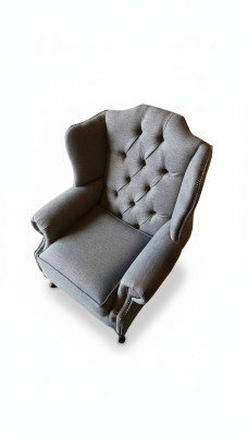 Fauteuil à aile Tissu Gris Salon en polyester 1 place Moderne neuf