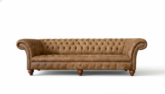 Canapé 4 places Chesterfield Revêtement Salon Design Luxueux Bois Neuf