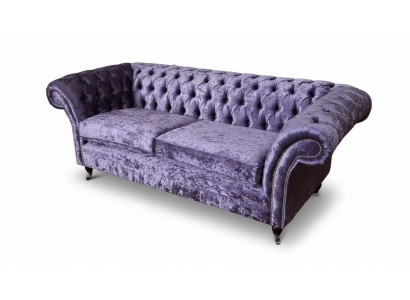 Canapé 3 places Chesterfield en tissu violet pour le salon