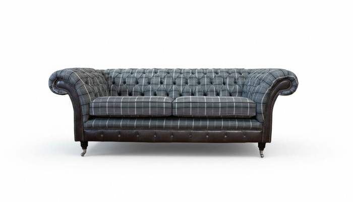 Canapé 3 places Canapés textiles Conception de canapé Mobilier Trois places Gris Chesterfield