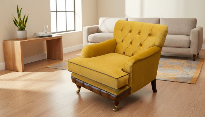 Fauteuil 1 place Canapés Tissu Salle de séjour Textile Meubles de luxe Chesterfield 1 place