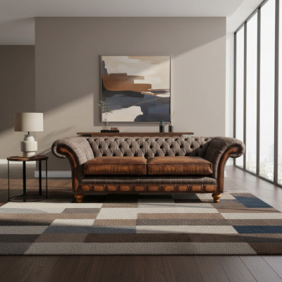 Salle de séjour Canapé moderne 3 places Style de design Meubles Chesterfield Canapés Gris neuf