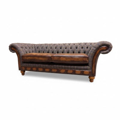 Salle de séjour Canapé moderne 3 places Style de design Meubles Chesterfield Canapés Gris neuf