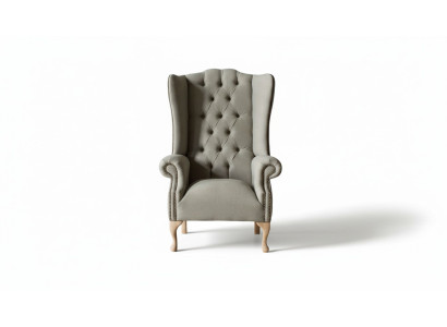 Fauteuil Gris en Aile de Fauteuil Design Rembourrage Chesterfield Salon Textile
