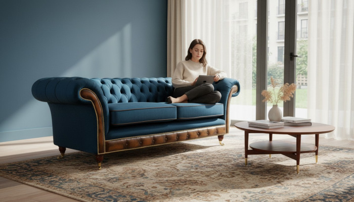 Design du canapé trois places Rembourrage Canapé Chesterfield Meuble de salon Siège