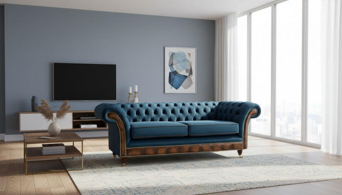 Design du canapé trois places Rembourrage Canapé Chesterfield Meuble de salon Siège
