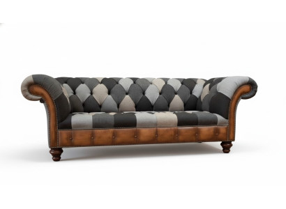 Canapé 3 places Chesterfield en tissu d'ameublement pour salon nouveau.
