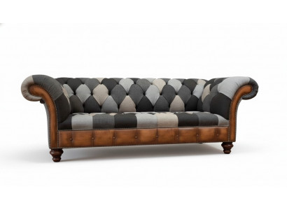Canapé 3 places Chesterfield en tissu d'ameublement pour salon nouveau.