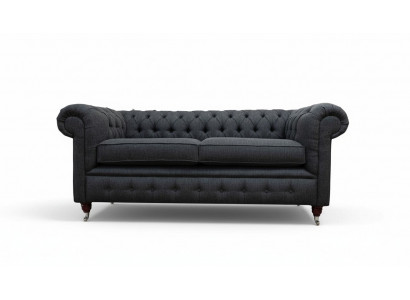 Chesterfield Canapé Revêtement Meubles Banquettes Deux places Canapés Tissu Gris