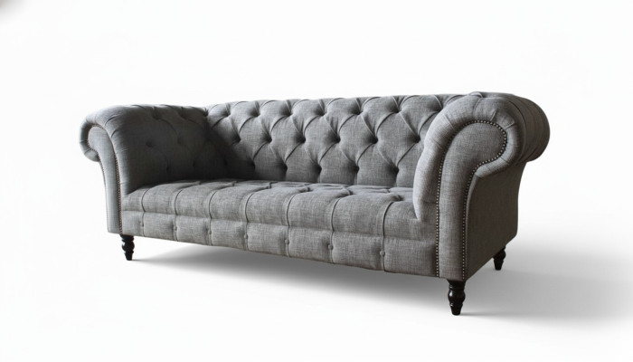 Canapé Chesterfield canapé tissu 3 places Canapé Gris neuf