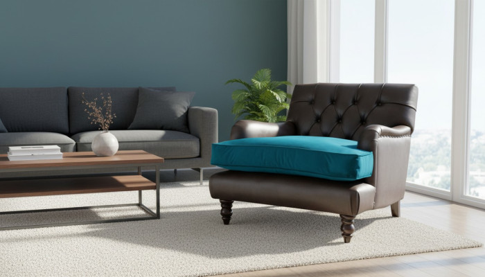 Chesterfield Fauteuil Canapé 1 Place Canapés Rembourrage Canapé Cuir Gris