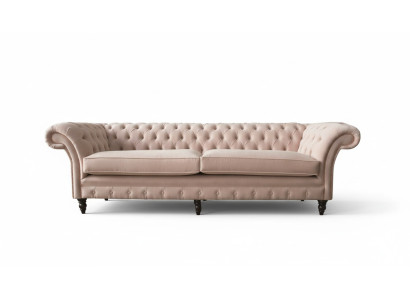 Canapé design 4 places Chesterfield moderne rose Tissu de siège rembourré Sofas Textile en tissu