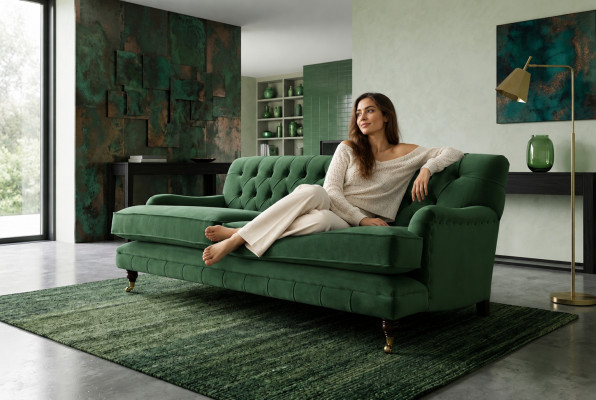 Canapé 3 places en tissu Chesterfield Tissu Trois places
