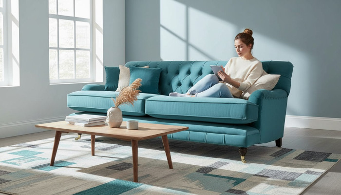 Canapé 3 places Tissu Design Canapé Rembourrage Canapés Textile Moderne Chesterfield 1