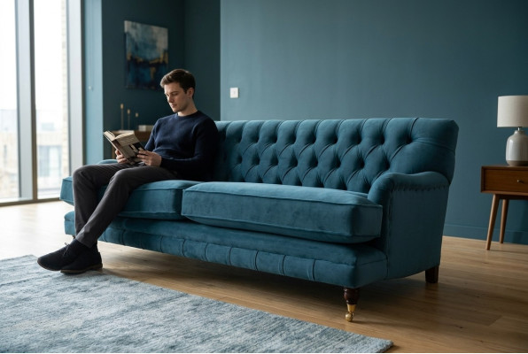 Trois places Design d'ameublement de canapé bleu canapé sièges canapés Chesterfield