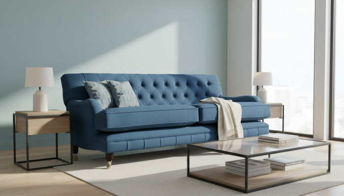 Trois places Design d'ameublement de canapé bleu canapé sièges canapés Chesterfield