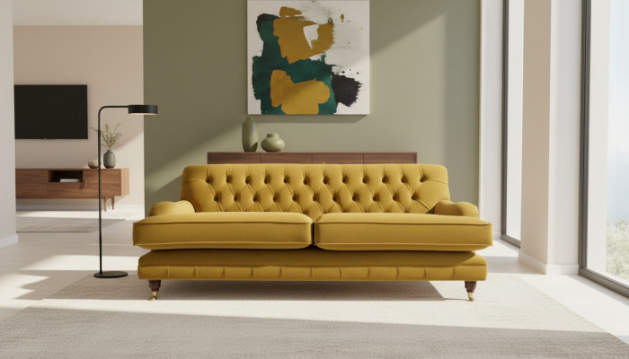 Canapé Chesterfield 3 places Tissu en tissu élégant Canapés