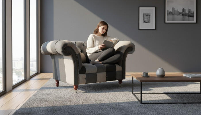 Canapé 1 place en tissu Lounge Luxe Revêtement nouveau Fauteuil Design Canapé